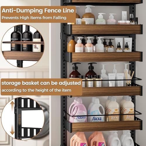 8 Tier Over The Door Pantry Organizer, 2 IN 1 Wall Mount or Hanging Spice Rack Seasoning Shelves with Adjustable Basket, Back of Door Organizer and Storage for Kitchen Cabinet and Room Closet - Image 6