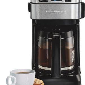 Hamilton Beach Programmable Drip Coffee Maker, 12 Cups, Front Access Easy Fill, Pause & Serve, 3 Brewing Options, Black (46310)